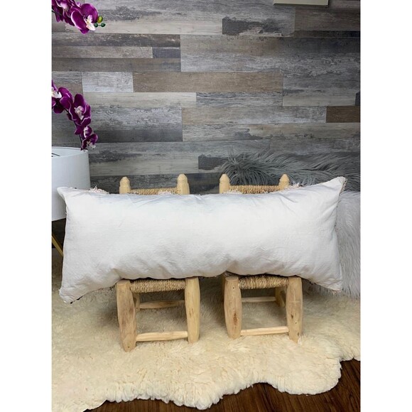 Moroccan Vintage Pillow Wedding Blanket Handira Lumbar Cushion 03YS00775 - Picture 9 of 10